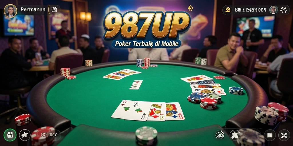 Screenshot utama 987UP menampilkan gameplay menarik poker.