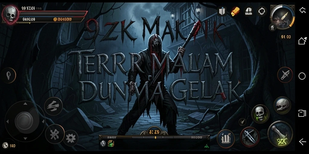 Screenshot gameplay menunjukkan suasana menyeramkan dari 9ZK.