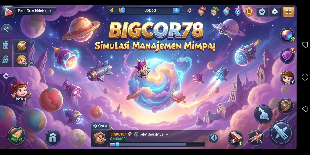 Tangkapan layar BIGCOR78 menampilkan gameplay simulasi dunia yang penuh warna.
