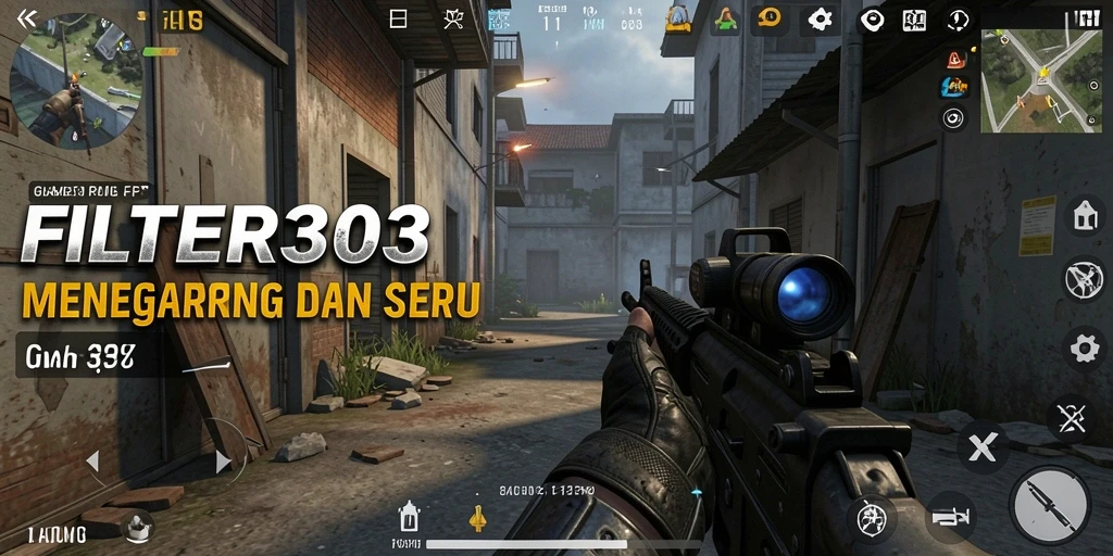 Tangkapan layar gameplay FILTER303 menampilkan aksi tembak-menembak yang mendebarkan.