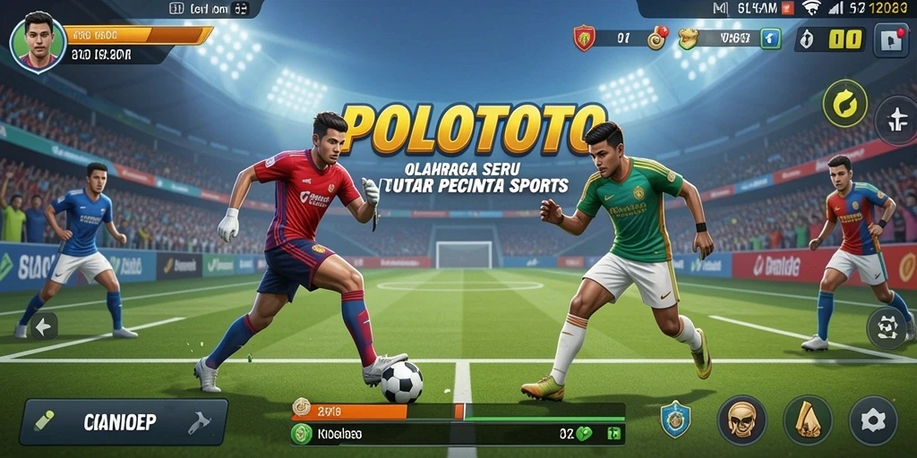 Tangkapan layar gameplay POLOTOTO menampilkan aksi seru di lapangan.
