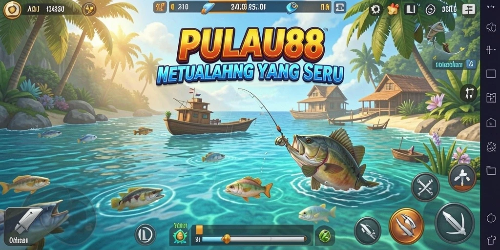 Tampilan gameplay yang memukau dalam PULAU88 saat memancing.