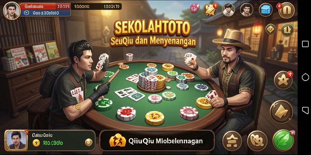 Tampilan gameplay QiuQiu yang seru dalam SEKOLAHTOTO.
