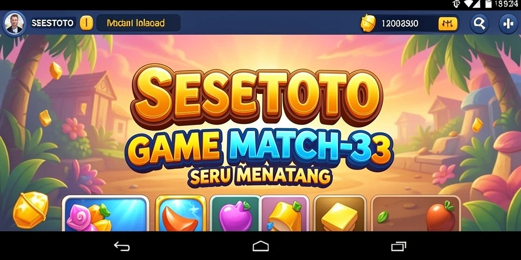 Screenshoot gameplay SESETOTO yang menampilkan suasana match-3 yang seru.