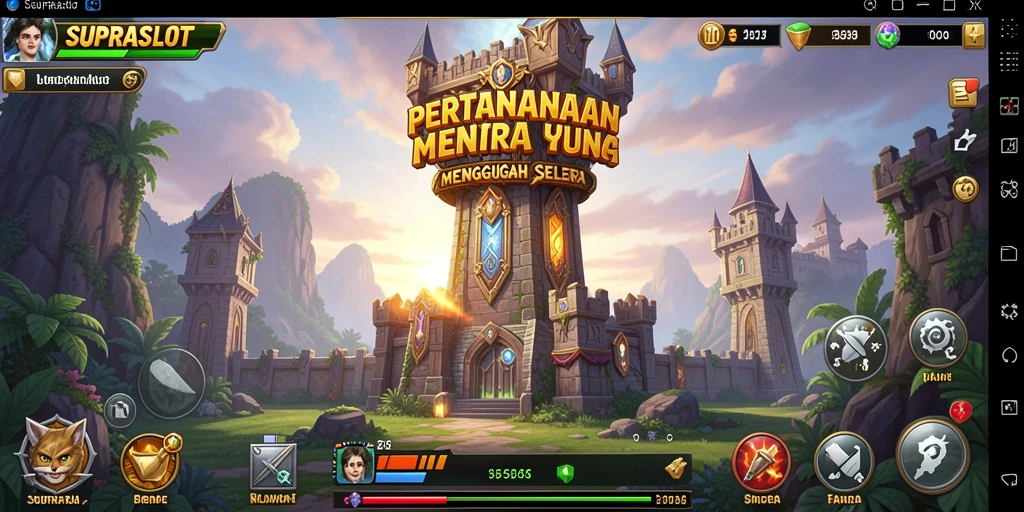 Tampilan mendebarkan gameplay Tower Defense di SUPRASLOT.