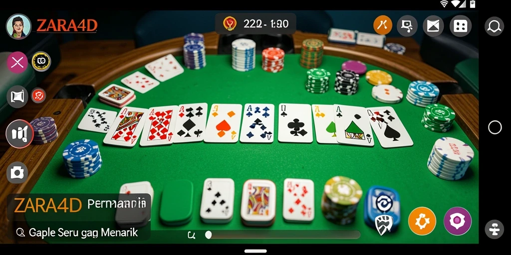 Screenshot pemeran utama ZARA4D dengan gameplay Gaple yang seru.